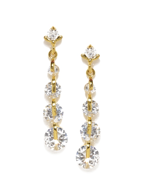 

Amavi Gold-Toned & White Contemporary Drop Earrings