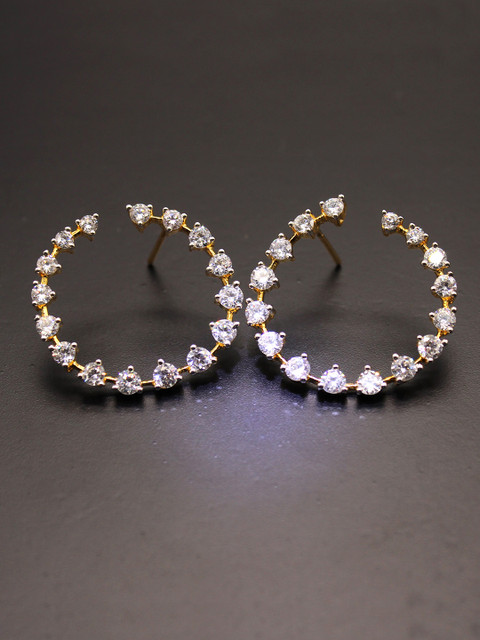 

Amavi Gold-Toned & White Circular Drop Earrings