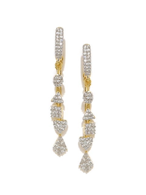 

Amavi Gold-Toned & White Contemporary Drop Earrings