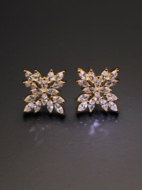 

Amavi Gold-Toned & White Leaf Shaped Studs