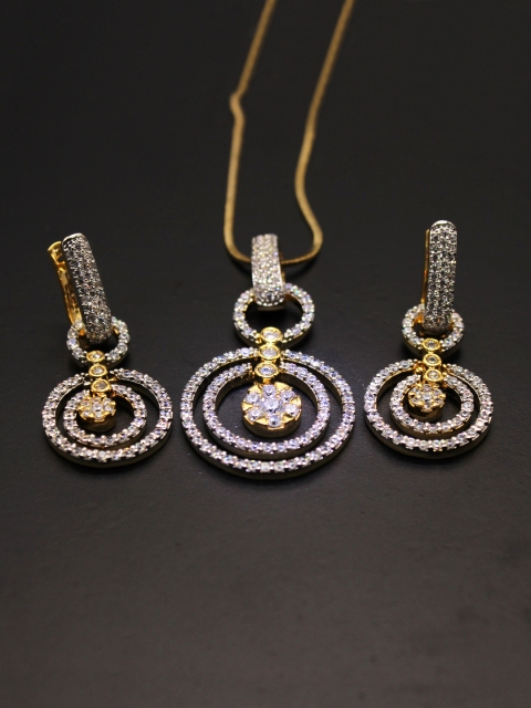 

Amavi Gold-Plated & White CZ Stone-Studded Jewellery Set