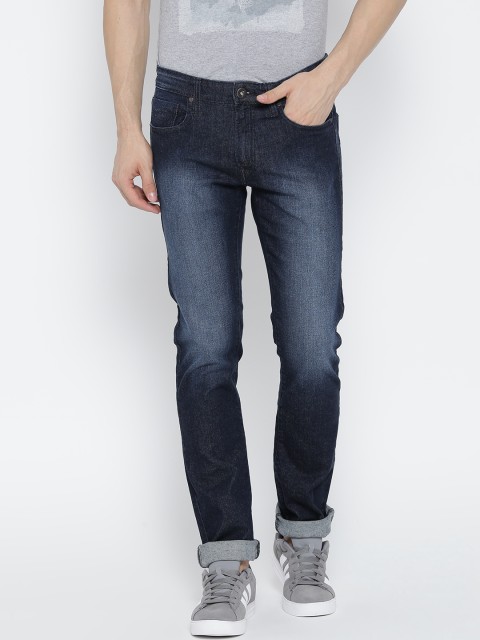 

Pepe Jeans Men Navy Vapour Slim Fit Low-Rise Clean Look Stretchable Jeans, Navy blue