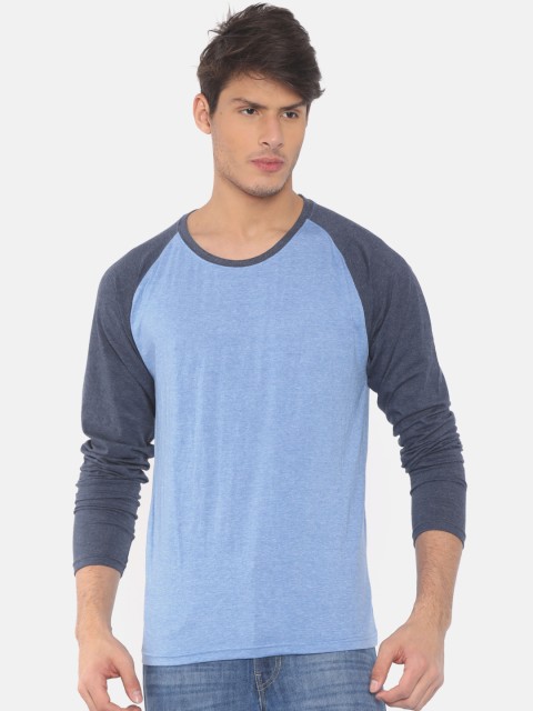 

American Crew Men Blue Colourblocked Round Neck T-shirt