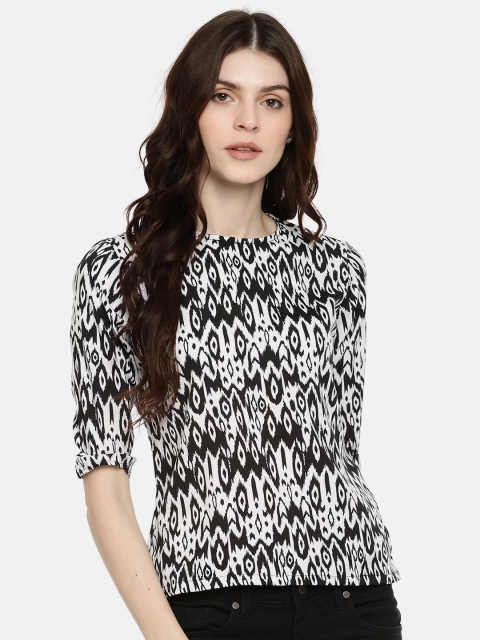 

Style Quotient Women White & Black Printed Top