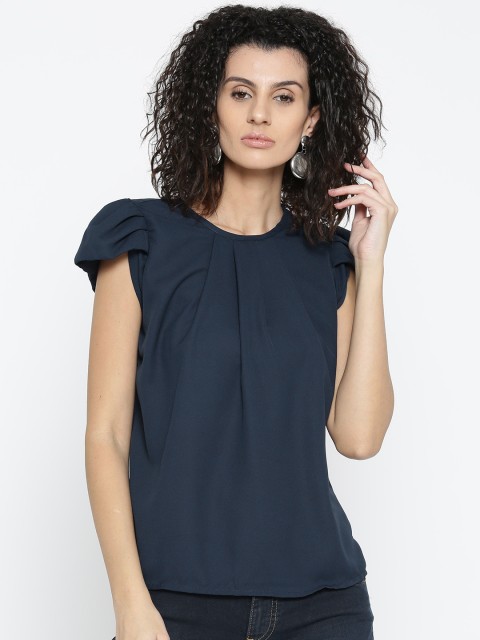 

Style Quotient Women Navy Blue Solid Top