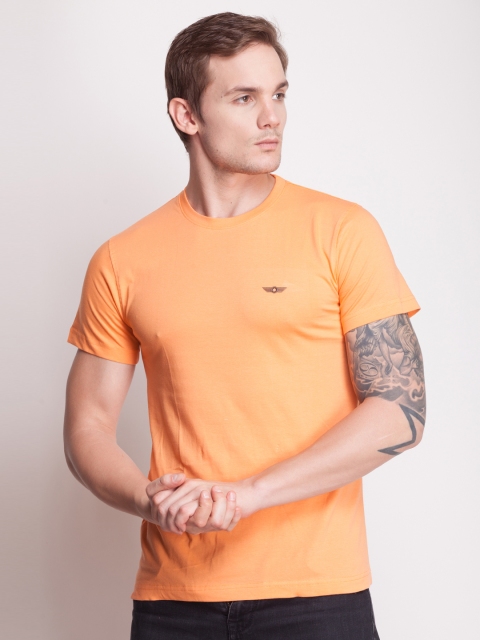 

Force NXT Men Orange Solid Round Neck T-shirt