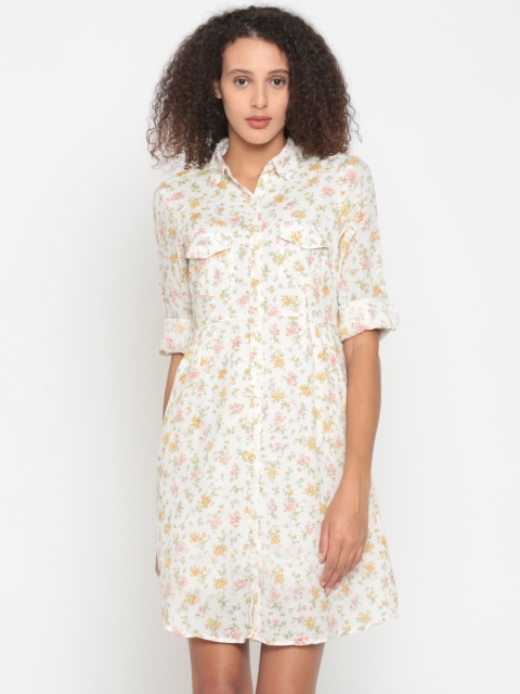 

People Women Off-White Printed Shirt Dress