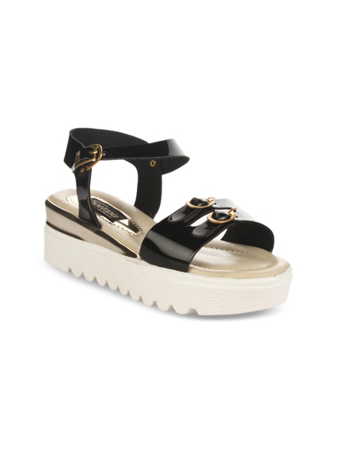 

Shoetopia Women Black Solid Sandals
