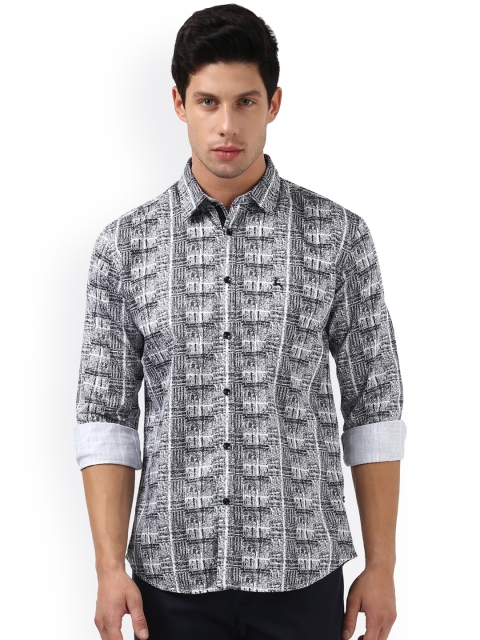 

Parx Men Black & White Slim Fit Printed Casual Shirt