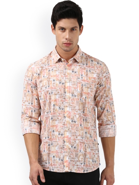 

Parx Men Orange & Off-White Slim Fit Printed Casual Shirt