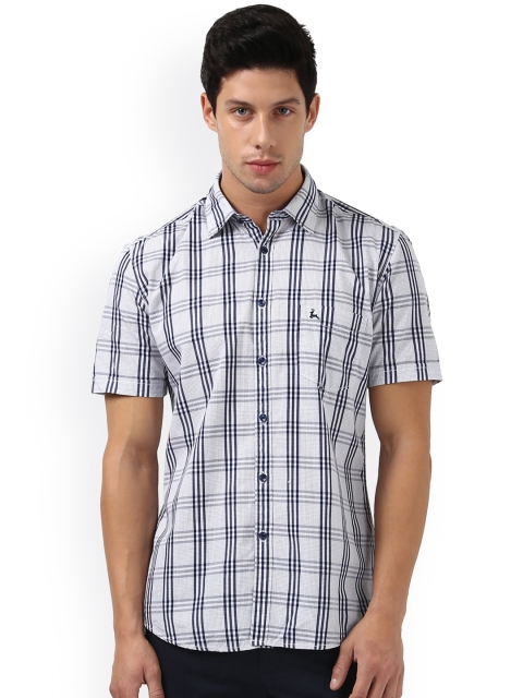 

Parx Men Blue & White Slim Fit Checked Casual Shirt