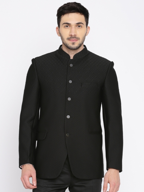 

ethnix by Raymond Black Self Design Regular Fit Single-Breasted Ethnic Bandhgala Blazer