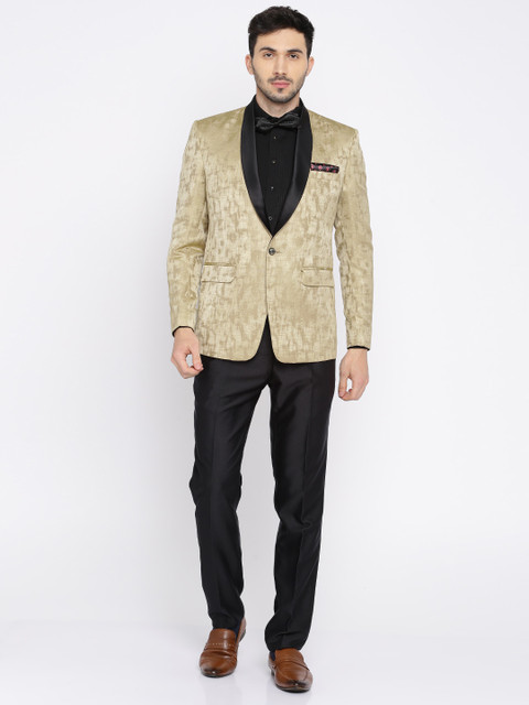 

ethnix by Raymond Beige & Black Patterned Formal Suit with Shirt