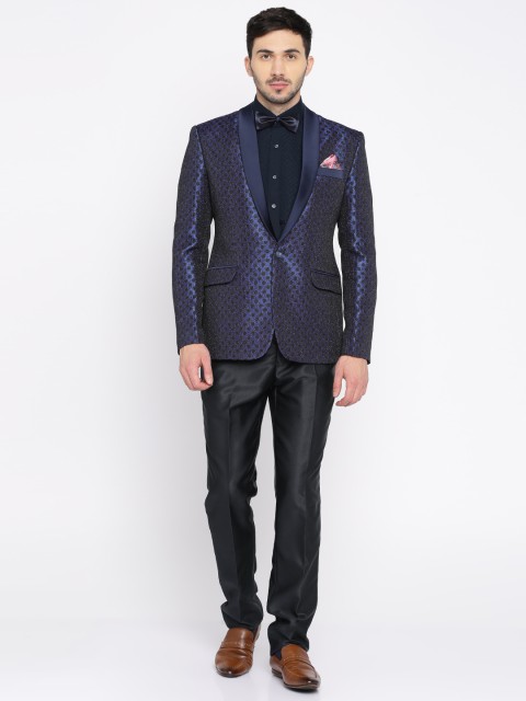 

ethnix by Raymond Blue Patterned Casual Suit with Shirt