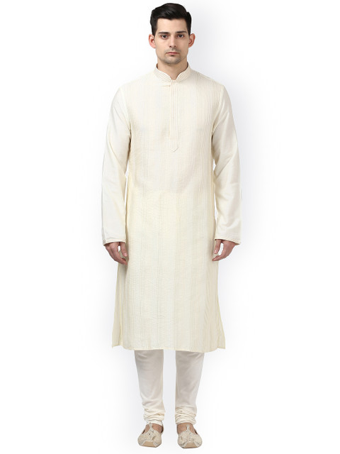 

ethnix Men White Solid Kurta with Pyjamas