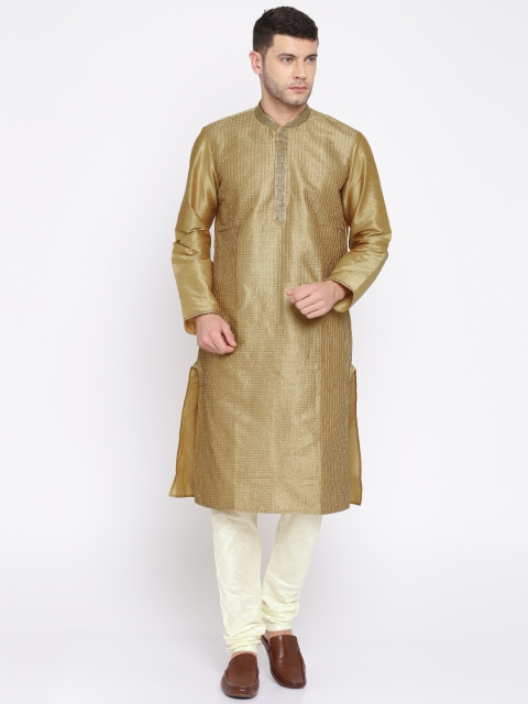 

Ethnix by Raymond Men Brown & Off-White Embroidered Kurta with Pyjamas