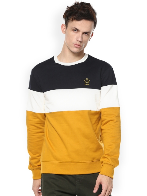 

Celio Men Yellow & Black Colourblocked Sweatshirt