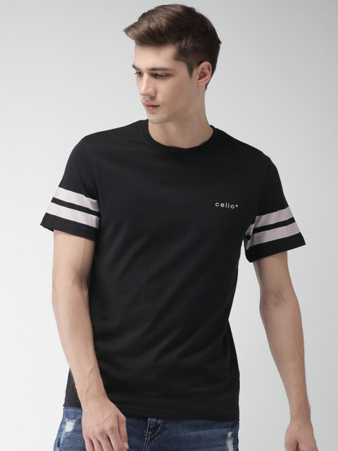 

Celio Men Black Printed Round Neck T-shirt