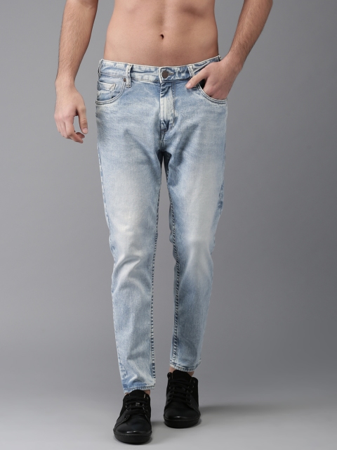 

HERE&NOW Men Blue Slim Fit Mid-Rise Cropped Clean Look Stretchable Jeans