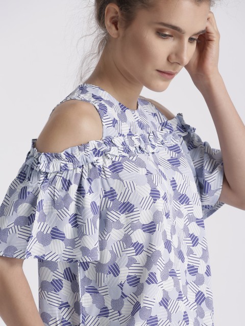 

Chemistry Women Blue Printed Top