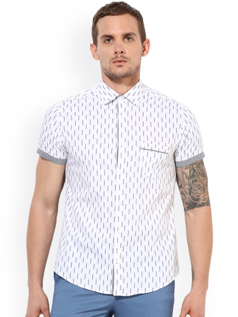 

Leo Sansini Men White & Blue Slim Fit Printed Casual Shirt
