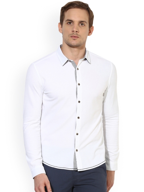 

Leo Sansini Men White Comfort Slim Fit Solid Casual Shirt