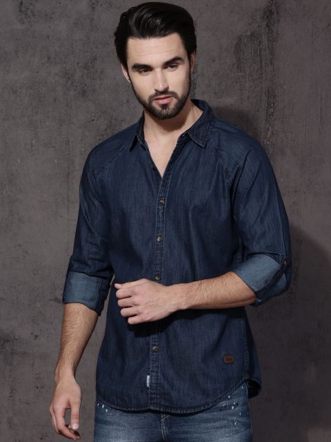 

Roadster Men Blue Regular Fit Solid Casual Shirt