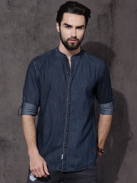 

Roadster Men Blue Regular Fit Solid Casual Denim Shirt