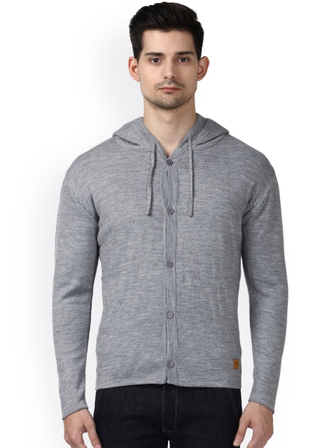 

Park Avenue Men Grey Solid Hooded Sweatshirt