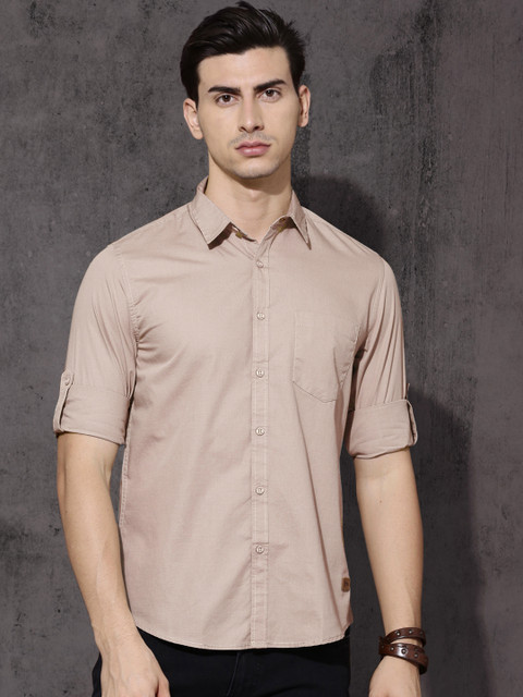 

Roadster Men Beige Regular Fit Solid Casual Shirt