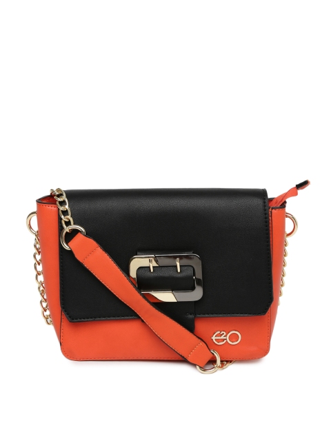 

E2O Black & Orange Colourblocked Sling Bag