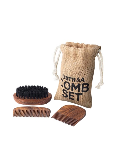 

Ustraa by Happily Unmarried Set of 3 Beard Combs, Brown