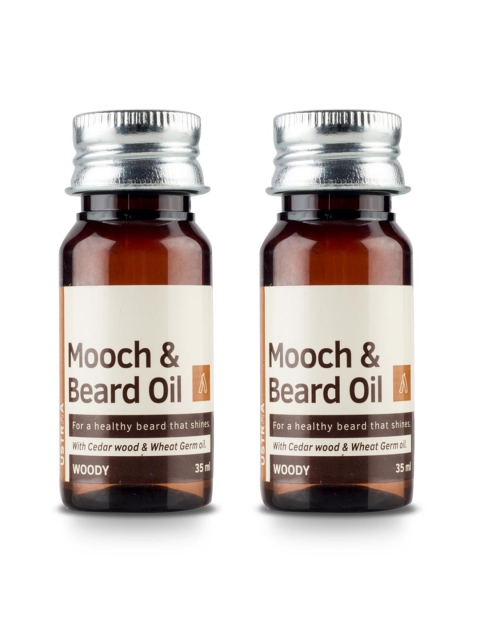 

Ustraa By Happily Unmarried Set of 2 Woody Mooch and Beard Oil - 35 ml each, Brown
