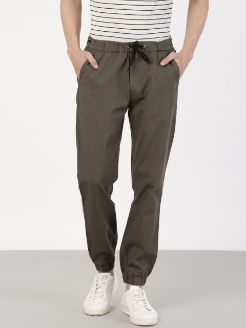 

ether Men Olive Green Regular Fit Solid Joggers