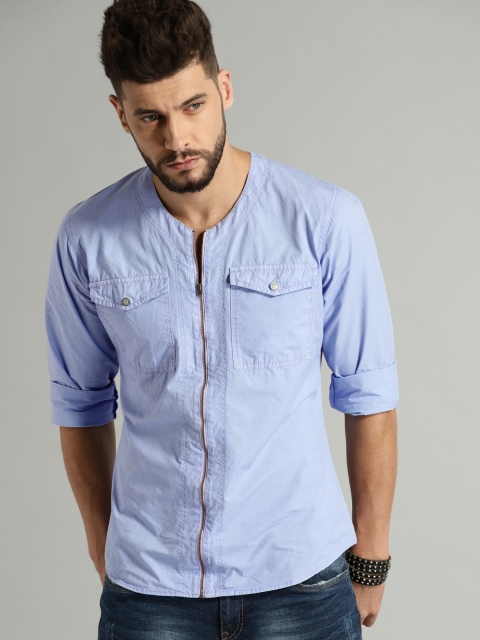 

Roadster Men Blue Regular Fit Solid Casual Shirt