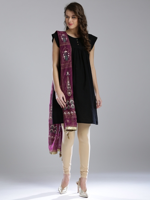 

W Purple Printed Dupatta