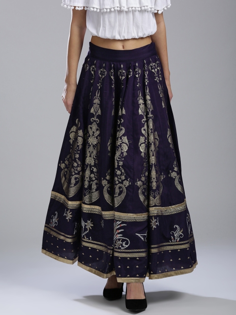 

W Purple Printed Flared Maxi Skirt