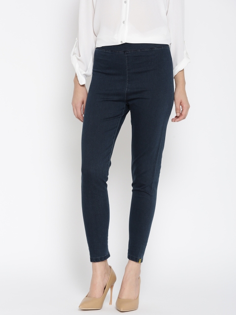 

AURELIA Women Navy Solid Cropped Jeggings, Navy blue