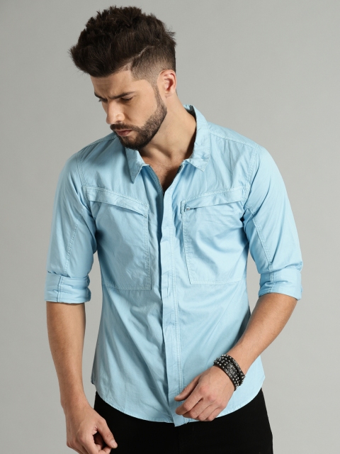 

Roadster Men Blue Regular Fit Solid Casual Shirt