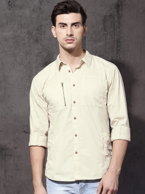 

RDSTER Fast and Furious Men Beige Regular Fit Solid Casual Shirt
