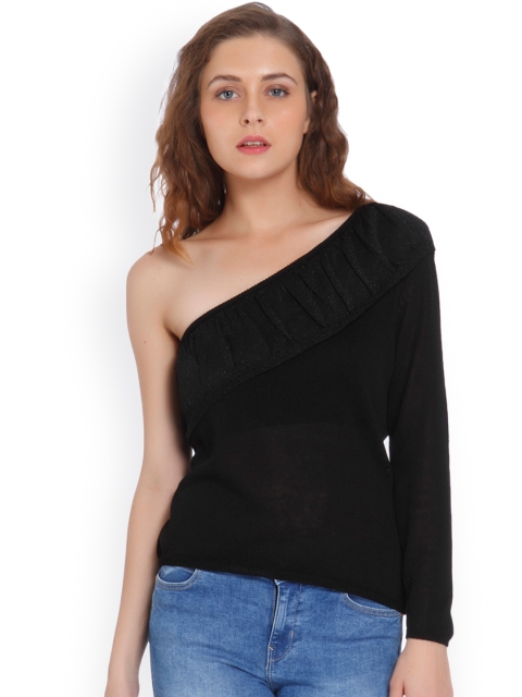 

ONLY Women Black Solid One Shoulder Top
