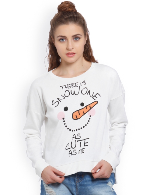 

ONLY Women White Printed Sweatshirt