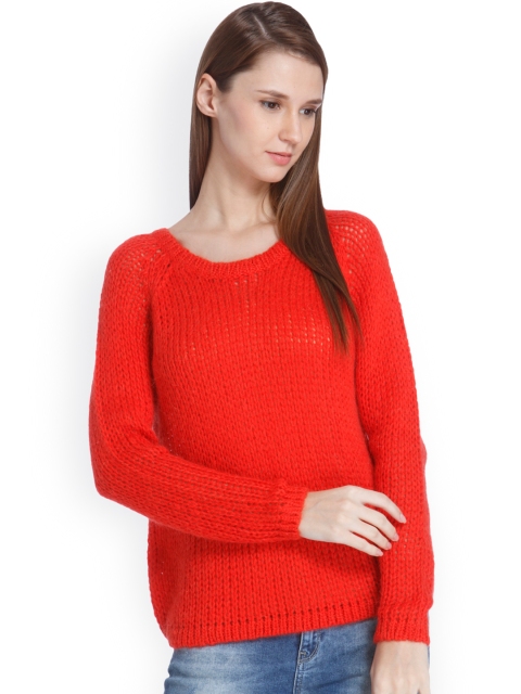 

ONLY Women Red Solid Pullover Sweater