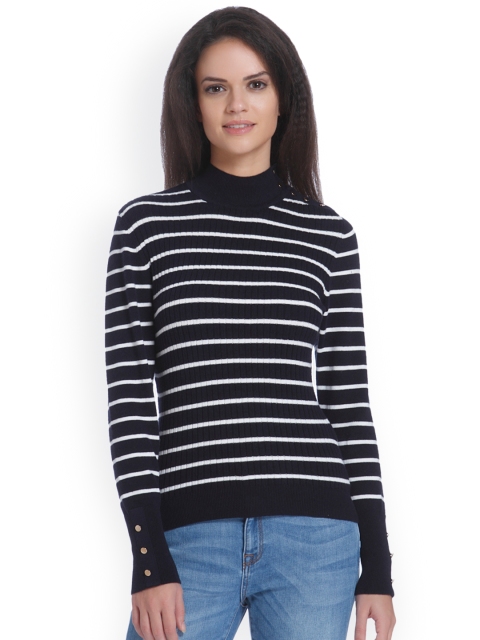 

ONLY Women Blue & White Striped Pullover