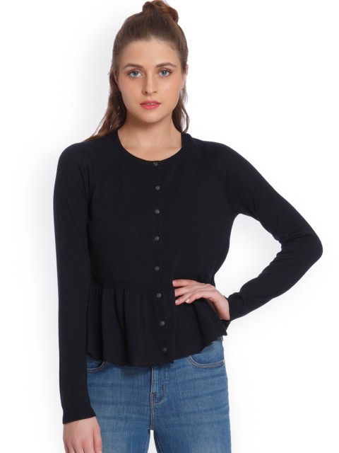 

ONLY Women Blue Solid Cardigan Sweater