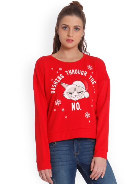 

ONLY Women Red Printed Sweatshirt