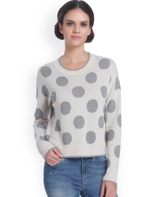 

ONLY Women Beige & Grey Self Design Pullover