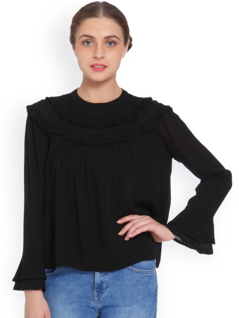 

ONLY Women Black Solid Pure Cotton Top