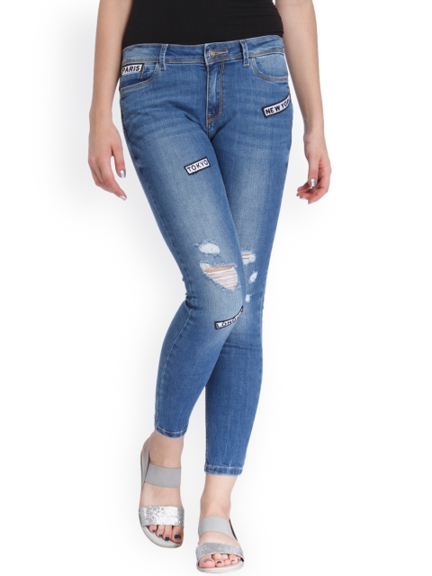 

ONLY Women Blue Regular Fit Mid-Rise Mildly Distressed Stretchable Jeans