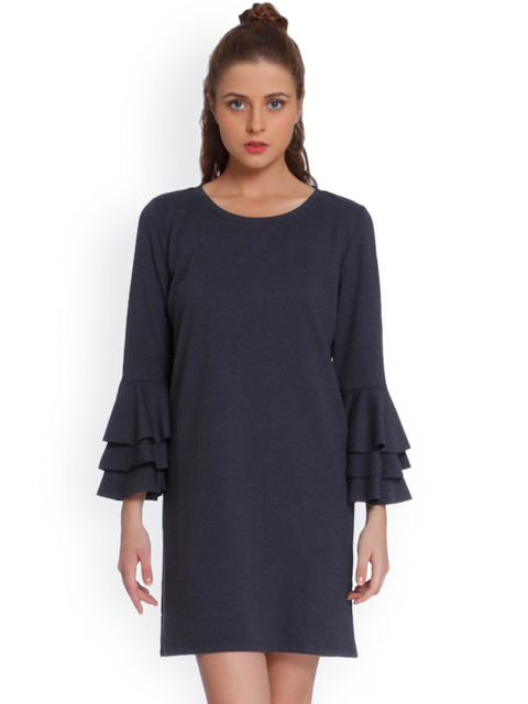 

ONLY Women Blue Solid A-Line Dress